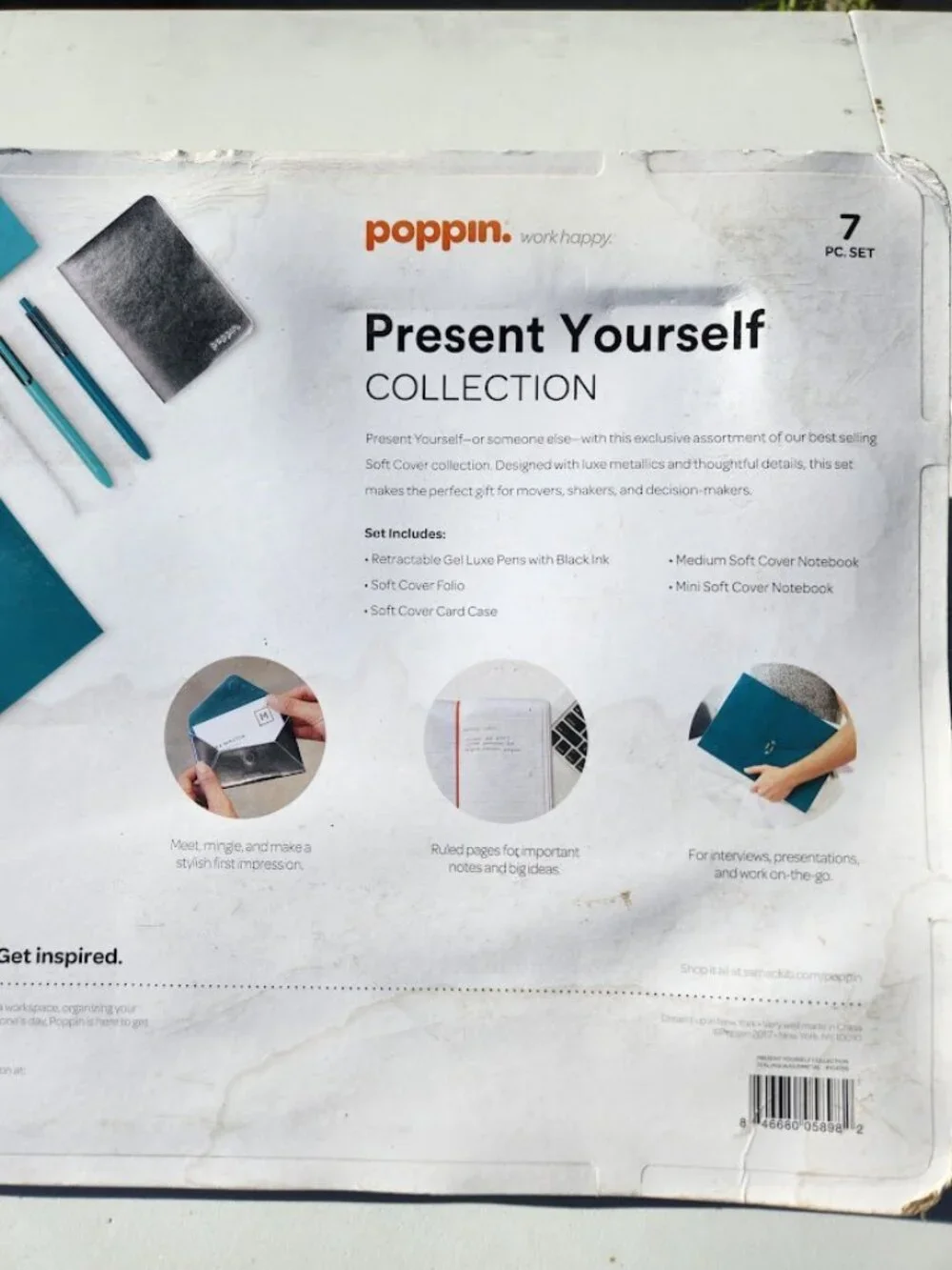 Poppin Work Happy Present Yourself Collection Teal 7 Pc Piece Desk Set Teacher G